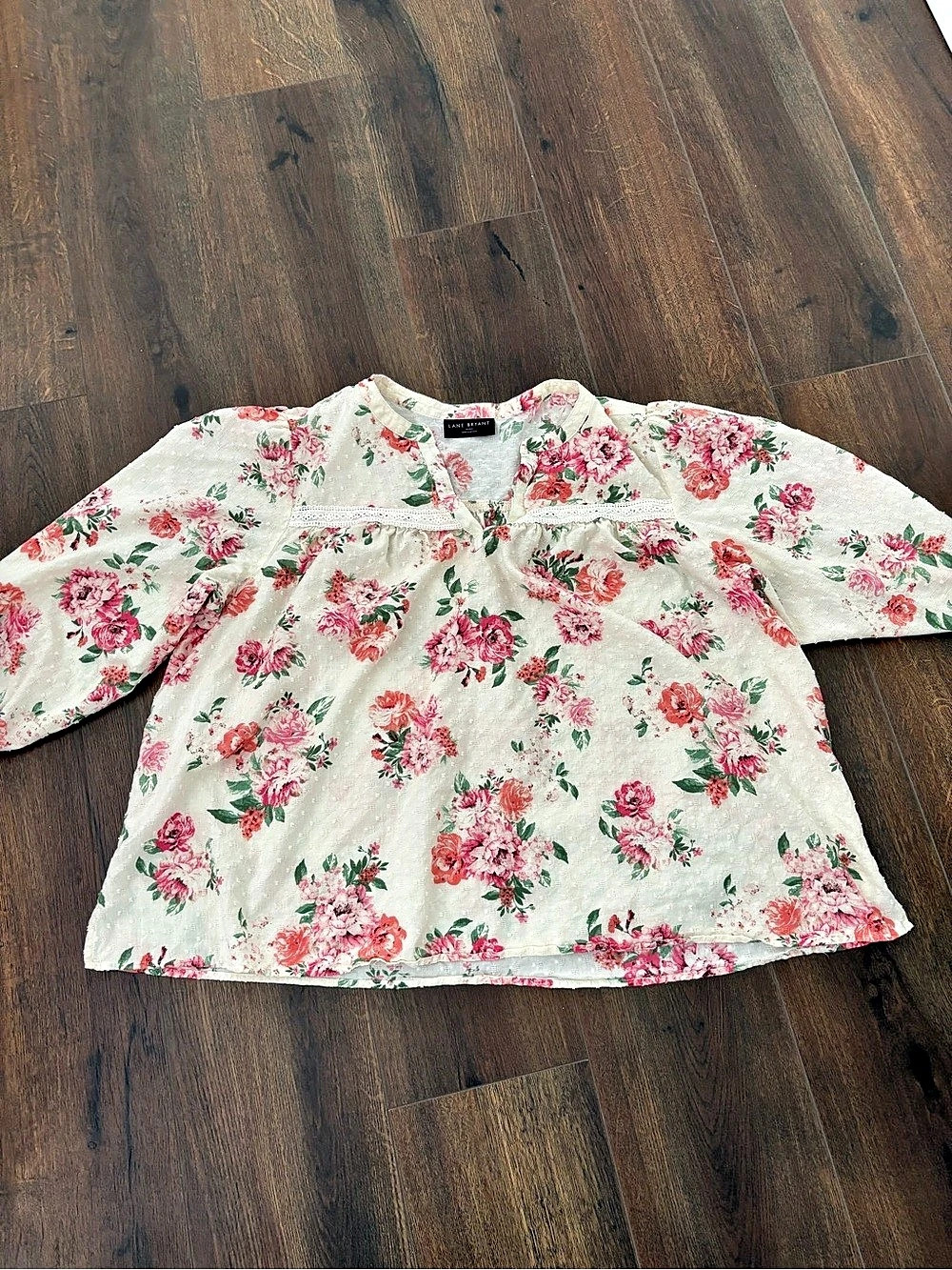 Lane Bryant Floral Cotton Blouse Size 22/24 Like New